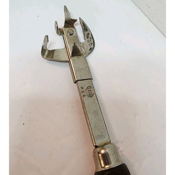 Vtg EKCO USA Can Bottle Opener Wood Handle Tool Steel Tempered Manual Bar - Picture 3 of 4